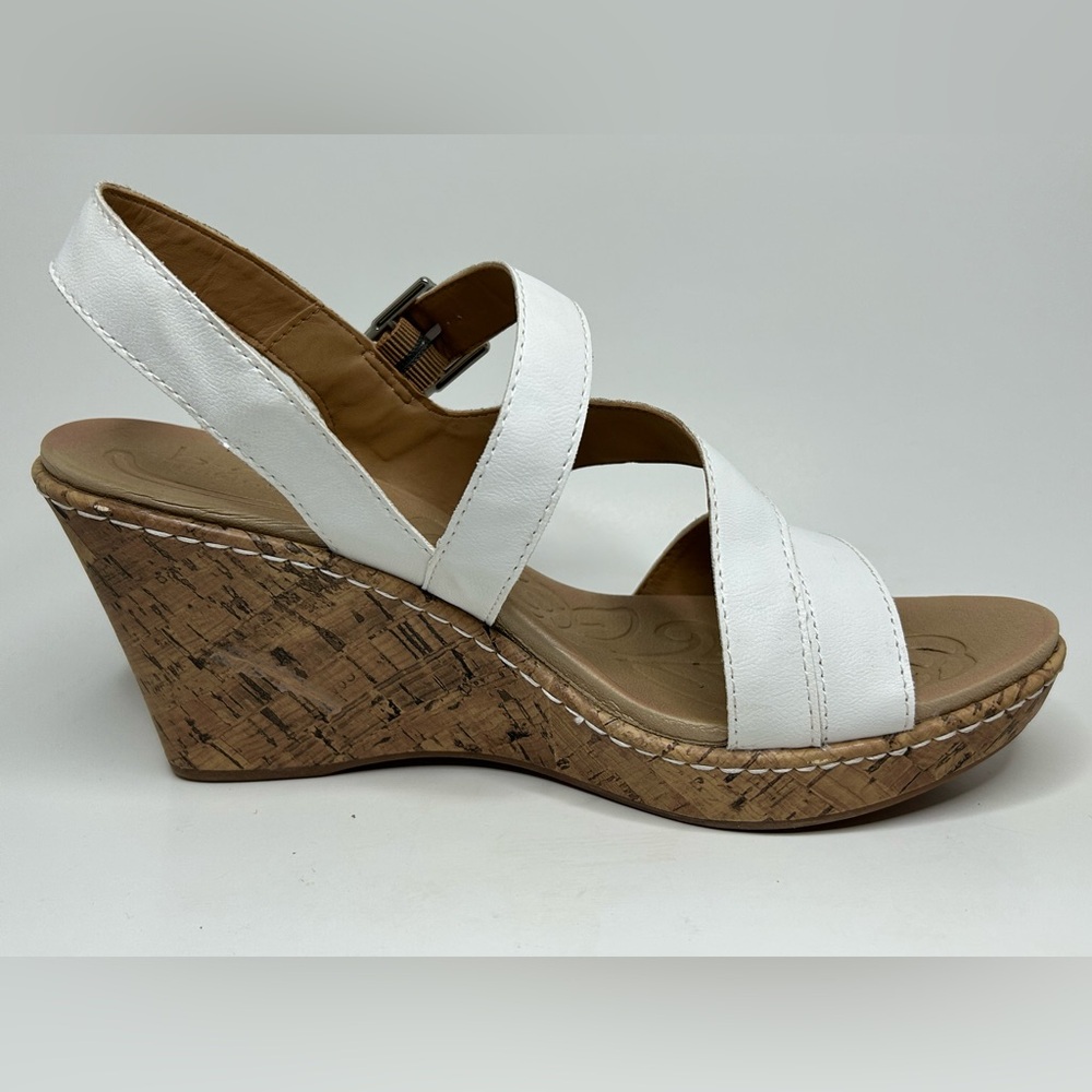 B.O.C. Schirra White Casual Open Toe Platform Cork Wedge Heel Sandal Size 11 - Picture 5 of 14
